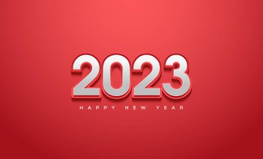 Kırmızı arka planda beyaz 2023 yılınız kutlu olsun.