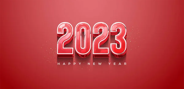 Happy New Year 2023 Number Background Luxury Embossed — Stock Vector