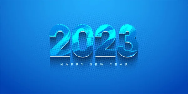 Bold Number 2023 Blue Theme Vector Background Celebration Greetings — Stock Vector
