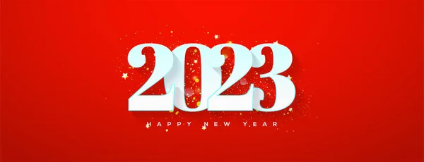 Classic Simple 2023 New Year Greeting Design Luxury Red Background — Stock Vector