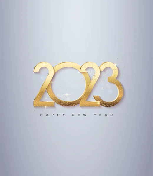 Klasické Číslo 2023 Luxusními Lesklými Zlatými Číslicemi — Stockový vektor