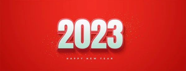 Kırmızı Zemin Üzerinde Beyaz Numaraları Olan Mutlu Yeni Yıl Arkaplanı — Stok Vektör