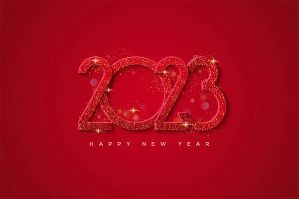 2022 Happy New Year Red Glitter — Stockový vektor