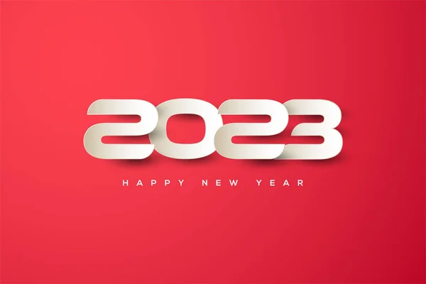 2023 Happy New Year Paper Cut White Numbers — Stock Vector