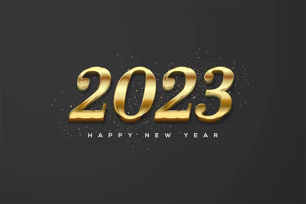 2023 Happy New Year Classic Gold Numbers — Stock Vector