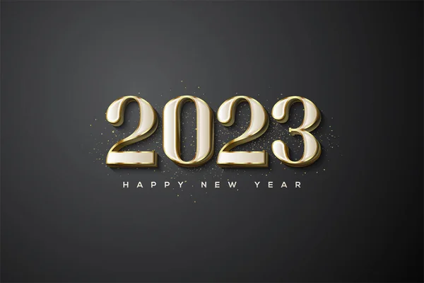 Stock vector Happy new year 2023 with luxury gold color