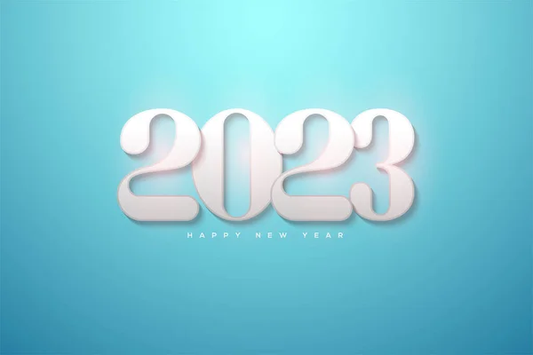 2023 Happy New Year White Numbers Blue Background — Stockvector
