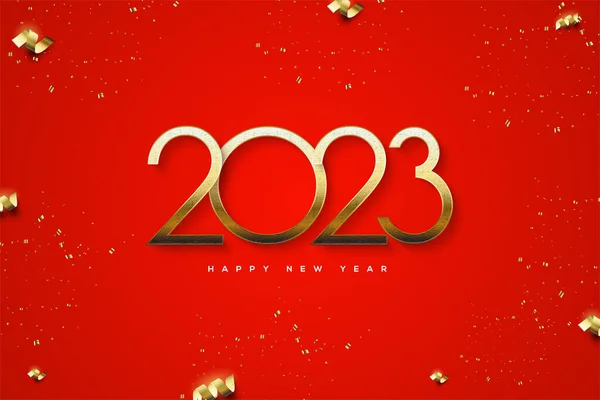 2023 Happy New Year Fancy Gold Cut Numbers — 图库矢量图片