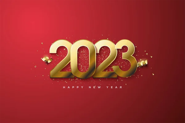 2023 New Year Luxury Gold Red Background —  Vetores de Stock