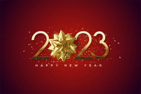 2023 Happy New Year Thin Gold Black Background — Stockvector