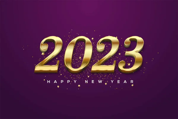 Happy New Year Classic Gold Numbers 2023 — Stock Vector