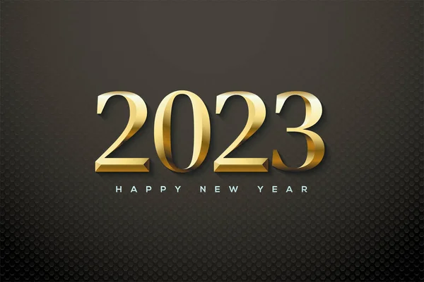 2023 Happy New Year Classic Gold Metallic — ストックベクタ