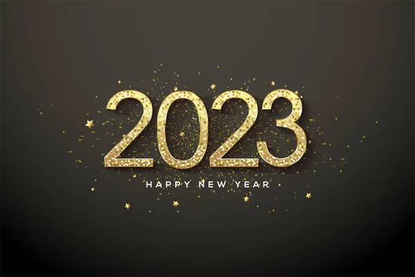 Happy New Year 2023 Soft Gold Black Background — Stockový vektor