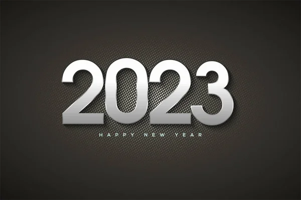 Classic New Year 2023 Silver Glitter Numbers — 图库矢量图片