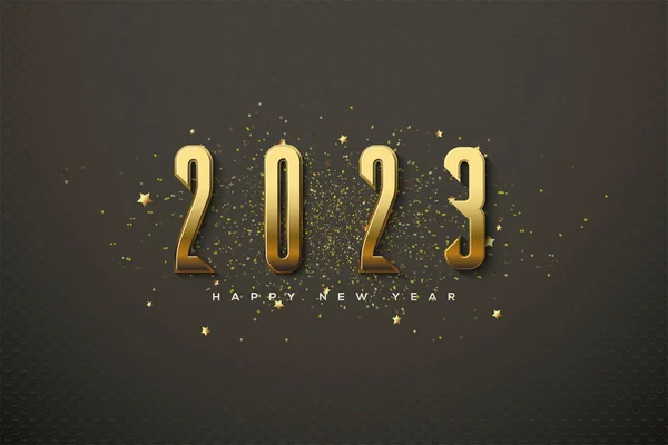 2023 Happy New Year Greetings Luxury Gold Numbers — Image vectorielle