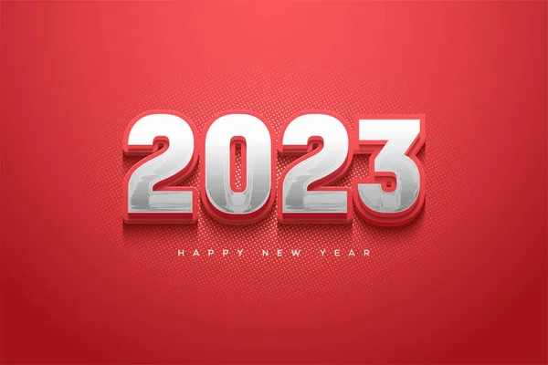 Modern Number 2023 White Red Background —  Vetores de Stock