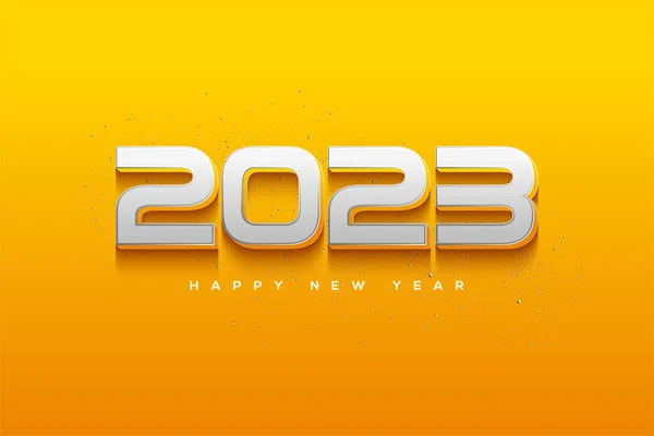 Happy New Year 2023 White Yellow Background — Stockvektor