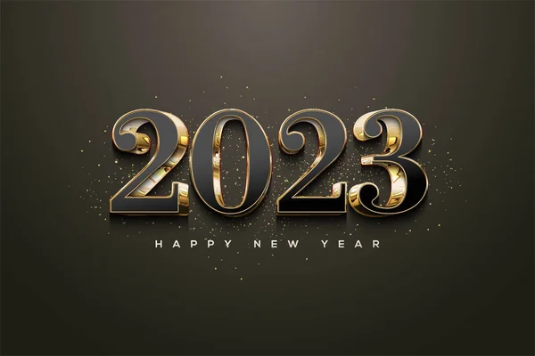Happy New Year 2023 Classic Gold Numbers — ストックベクタ
