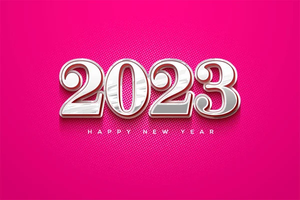 Happy New Year 2023 Background Soft White Red Color — Stok Vektör