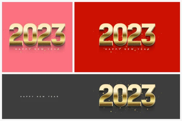 Happy New Year 2023 Fancy Gold Numbers — Image vectorielle