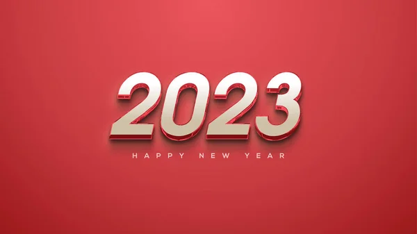 新年快乐 2023年 红色背景上有3D个数字 — 图库矢量图片