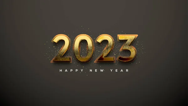 Golden Number 2023 Happy New Year Modern Luxury Background — ストックベクタ