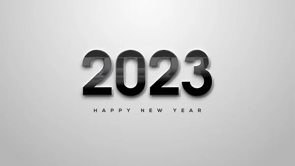 Happy New Year 2023 Black Numbers White Background —  Vetores de Stock
