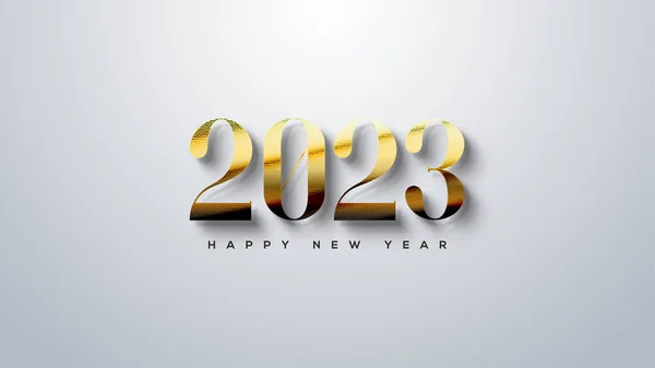 Feliz Ano Novo 2023 Com Brilhantes Números Clássicos Ouro Luxo — Vetor de Stock