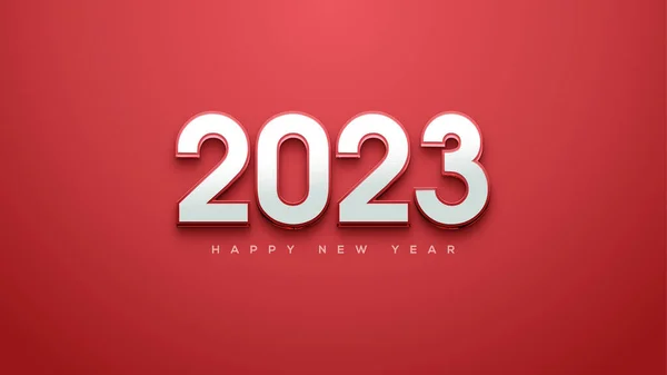 Numaralar 2023 Kırmızı Zemin Üzerinde Mutlu Yıllar — Stok Vektör