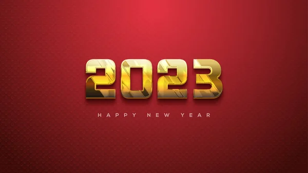 Modern Gold Metallic Color Happy New Year 2023 — Image vectorielle