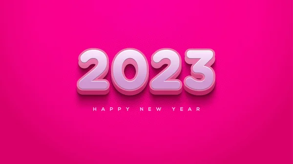 Pink Classic Happy New Year 2023 Beautiful — 图库矢量图片