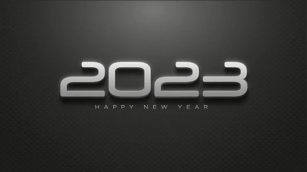 Simple Line 2023 Happy New Year Elegant Black Color — Stock vektor
