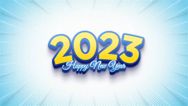 Happy New Year 2023 Modern Curved Numbers — 스톡 벡터