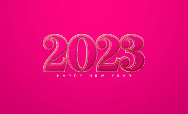 Pink Classic Happy New Year 2023 Greetings — Stok Vektör