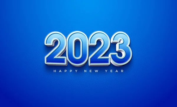 Happy New Year 2023 Blue Fancy Numbers — Stok Vektör