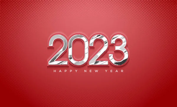 stock vector Happy new year 2023 with glass figures illustration on red background