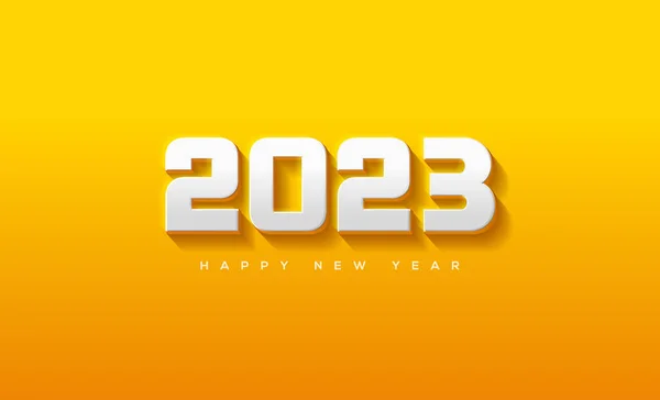 Happy New Year 2023 White Yellow Background — Wektor stockowy