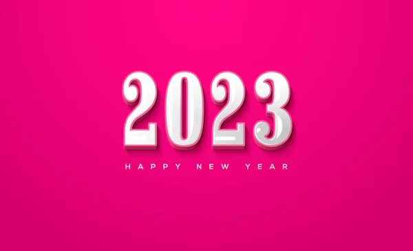 2023年经典新年 粉红背景的白色数字 — 图库矢量图片