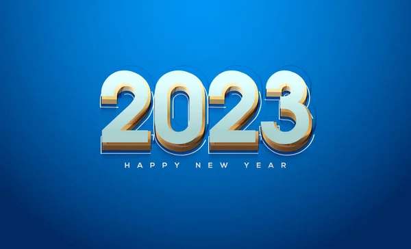 Feliz Ano Novo 2023 Com Fundo Azul —  Vetores de Stock