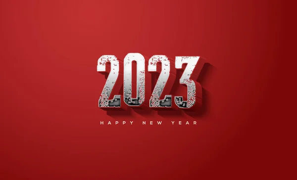暗红色背景的2023年快乐新年3D矢量图解 — 图库矢量图片