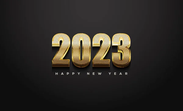 Happy New Year 2023 Gold Bold Numbers — 스톡 벡터