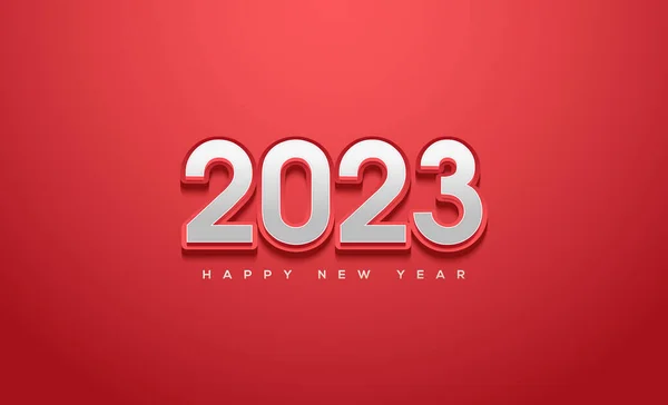 Frohes Neues Jahr 2023 Weiß Auf Rotem Hintergrund — Stockvektor