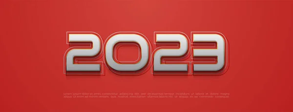 Ευτυχισμένο Νέο Έτος 2023 Απλό Και Σύγχρονο Κόκκινο Φόντο — Διανυσματικό Αρχείο