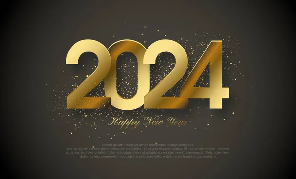 Šťastný Nový Rok 2024 Zlato Čísly Luxusních Zlatých Třpytkách Premium — Stockový vektor