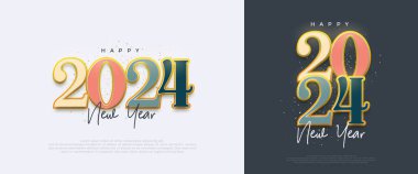 Renkli kağıt kesim rakamlarının resimleriyle mutlu yıllar 2024. Vektör logosu tasarımın kutlu olsun. Kutlama için en iyi tasarım, Mutlu yıllar 2024.