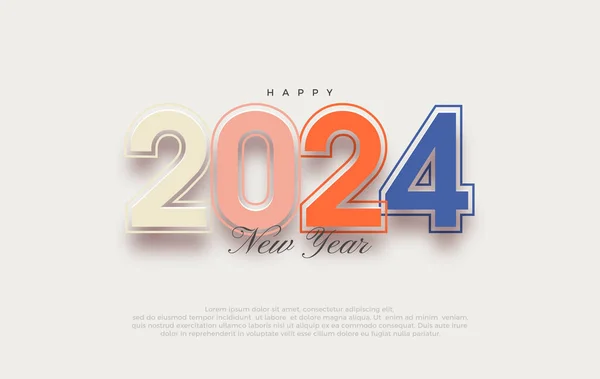 Kleurrijk Retro Design Gelukkig Nieuwjaar 2024 Met Een Donkere Heldere — Stockvector