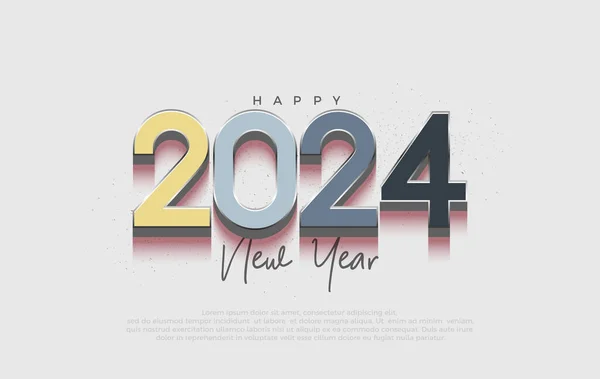 Gelukkig Nieuwjaar 2024 Kleurrijk Met Moderne Nummers Vector Premium Achtergrond — Stockvector