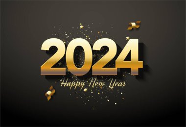 2024 yılbaşı kutlamaları altın parıltılarıyla kutlanıyor. tasarım premium vektörü.