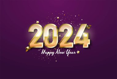 2024 yılbaşı kutlaması çok şen ve lüks bir konseptle. tasarım premium vektörü.
