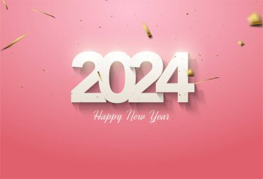 2024 yeni yılı klasik bir selamlama ile kutluyoruz. tasarım premium vektörü.